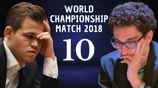 Fabiano Caruana vs Magnus Carlsen  World Championship Match 2018  Round 10 [upl. by Ahsinik377]