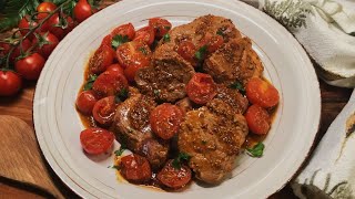 filet mignon de porc à la moutarde et tomates cerises  filet mignon with mustard and tomatoes [upl. by Mima904]