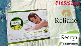 Reliance Recron Certified Dream Fibre Pillow 41X61Microfiber White2₹165 ea 4k unboxing [upl. by Ynnep688]