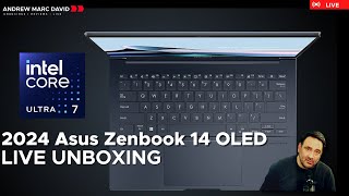 2024 Asus Zenbook 14 OLED Live Unboxing  Meteor Lake in the Studio [upl. by Saraiya]