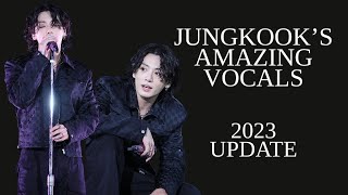 Jungkooks amazing vocals 2023 update [upl. by Anahsahs517]