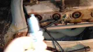 1991 Toyota Previa Replacing spark plugs part 2 [upl. by Nosaj]