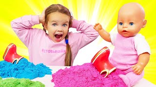 Baby born doll goes for a walk Kids play with baby dolls Toys for girls Family fun video for kids [upl. by Itsirk790]