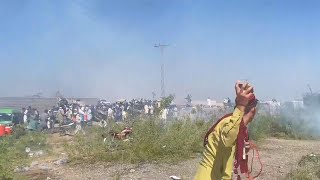 Pakistani police clash with protesters after officials ban a leading Pashtun rights group [upl. by Onig]