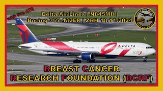 Delta Air Lines BCRF livery N845MH Boeing 767400 take off runway 32 at ZRH with live ATC [upl. by Amelie280]