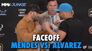 Chad Mendes Eddie Alvarez Face Off Ahead of Barenuckle Boxing Fight  BKFC 41 [upl. by Adnat]