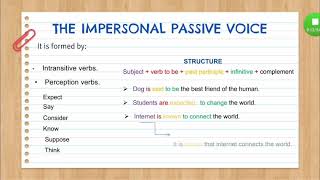 Passive Voice amp Impersonal Passive Voice [upl. by Newbill504]