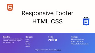 Responsive Footer in HTML and CSS for Beginners Tutorial in Hindi  Website footer design website [upl. by Madelle656]