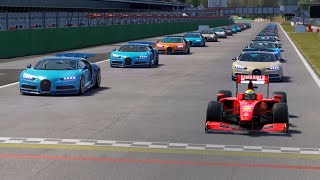 F1 Ferrari F60 2009 Felipe Massa vs Bugatti Chiron Sports at Monza GP [upl. by Suilienroc]