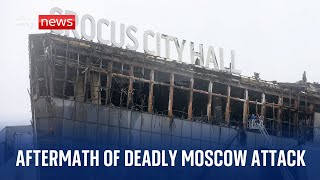 Aftermath of deadly Moscow attack on concert hall as death toll reaches over 130 [upl. by Xirtaeb311]