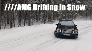 Old AMG Mercedes Drifting in Snow [upl. by Kristan383]