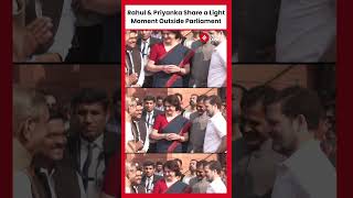 Rahul amp Priyanka Gandhi Seen Sharing a Light Moment Outside Parliament [upl. by Jeanette417]