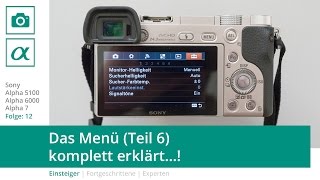 Sony a5100 a6000 a7  Das Menü Teil 6  Deutsch Einstellungen [upl. by Sivar]