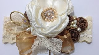 Tiara con flores de tela y lindos detalles VIDEO No 339 [upl. by Diantha]