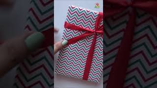 How to Wrap a Ribbon on a Christmas Gift Box  Easy way to wrap a Gift with Ribbon giftwrap [upl. by Ashla486]