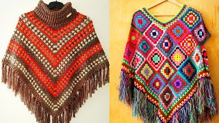 Latest Classy Stylish Crochet Poncho Design Ideas Crochet Kaftans Sweater Design viralvideo [upl. by Lierbag]