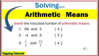 Tagalog Arithmetic means math10 aritmeticmeans arithmeticsequence howtocalculate [upl. by Paulsen]