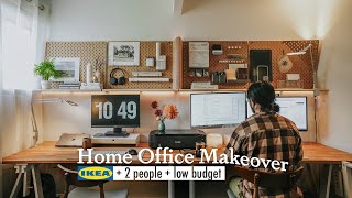 Home office makeover on low budget with IKEA hacks Office for 2 [upl. by Mosnar934]