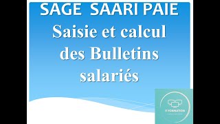 11  Sage Saari Paie  Saisie et calcul des Bulletins salariés [upl. by Anelrahs]