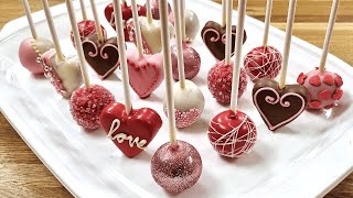 Valentines Day Cake Pops❤️SIMPLE Decorations Recipe [upl. by Cece]