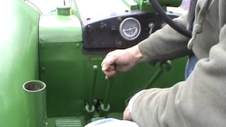 Starting a 1958 John Deere 820 two cylinder diesel tractor [upl. by Rehtaeh746]