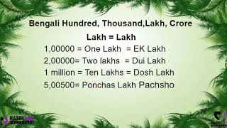 Learn Bengali Number Hundred Thousands Lakh Crore In English [upl. by Devin387]