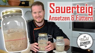 SAUERTEIG selber machen  SAUERTEIG ansetzen  SAUERTEIG füttern SAUERTEIG Anstellgut herstellen [upl. by Ydualc]