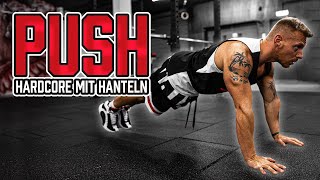 HARDCORE Push Day mit Hanteln Brust Trizeps Home Workout mit Gewichten zum Mitmachen  30 Minuten [upl. by Collie539]