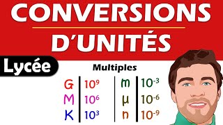 CONVERSIONS dunité  Multiple et sous multiples  Physique Chimie  Lycée [upl. by Ailehs]