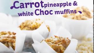 Cadbury Carrot Pineapple amp White Choc Muffins Recipe  New World [upl. by Deach]