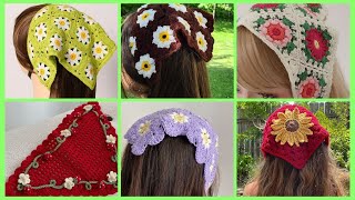 Crochet hair bandana designs 2024 [upl. by Nirehtac897]