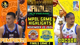 MPBL HIGHLIGHTS PAMPANGA VS BACOOR CITY FINALS GAME 2 NOVEMBER 28 2023 [upl. by Ynnavoj]