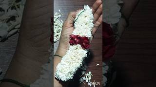 flower garland making easy method for beginners  Jasmine with rose petals garland making [upl. by Coke]