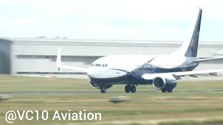 Boeing corporate B737700BBJ N839BA Takeoff from Farnborough Airport [upl. by Nrubloc]