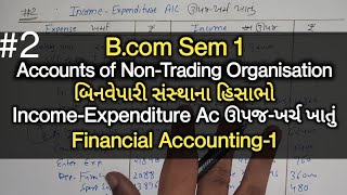 2 IncomeExpenditure Ac ઊપજખર્ચ ખાતું  Practical Solution  NPO  Financial Accounting [upl. by Accebber486]