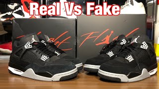 Air Jordan 4 Canvas Black Real Vs Fake Review with Blacklight and weight comparisons [upl. by Rustice]