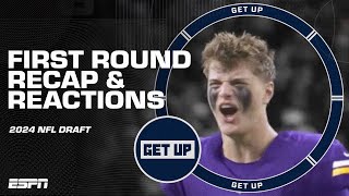 NFL DRAFT FIRST ROUND RECAP amp REACTIONS Penix Jr to Falcons McCarthy to Vikings amp more  Get Up [upl. by Feliks435]