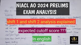 NIACL AO PRELIMS 2024 EXAM ANALYSIS AND EXPECTED CUTOFFS IN ENGLISH niaclao niacl sbi rbi ibps [upl. by Ainesej]