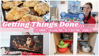 GETTING THINGS DONE  Cleaning Organizing Decorating and Dinner [upl. by Iniretake295]