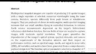 Multispectral Snapshot Imagers Onboard Small Satellite Formations for Multi Angular Remote Sensing [upl. by Conal943]