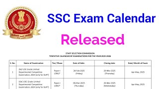 SSC Exam Calendar 202526 Released sscexamcalendar [upl. by Murvyn]