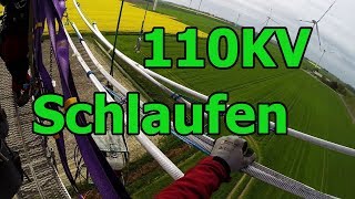 110kv Freileitung Schlaufen pressen [upl. by Yhtorod]