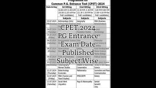 CPET 2024 Common PG Entrance Test Exam Date Published Subject Wise Cpet2024 shorts [upl. by Oicangi782]