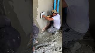 Worker Plaster Work  Cement With Sand construction plaster youtubeshorts capcut shorts [upl. by Munt728]