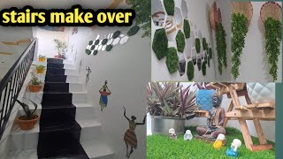 stairs makeover ।। new stairs decoration सीढ़ियो को सुन्दर बनाया बिल्कुल कम पैसो में [upl. by Saideman]