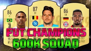 FIFA 19 600K650K SQUAD BUILDER feat DOUGLAS COSTA MERTENS BOATENG  630K FUT CHAMPIONS TEAM [upl. by Leveridge]