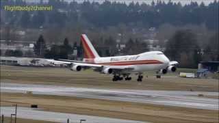 quotKalitta Airquot 747200F N704CK landing with Engine problem PDX [upl. by Tuckie977]