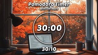 Pomodoro 3010 📖 Lofi Music 🎧 Study with me ✍🏻 Cozy Room 🍁September Vibes [upl. by Rodolph]