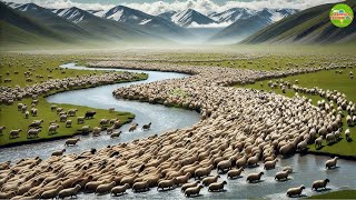 Amazing Nomadic Sheep Migration through all Four seasonsThe Best Organic Sheep Farming in the World [upl. by Gilda]