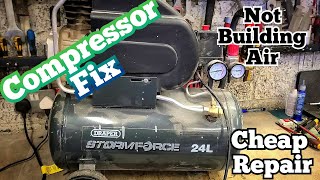 How to repair a air compressor that is running but not building any air Draper Storm Force [upl. by Yorled]